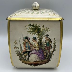 EDWARD SHARP & Sons Made in England Lidded Tin Victorian People Vintage